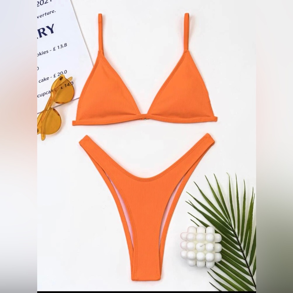 Bright orange bikini!